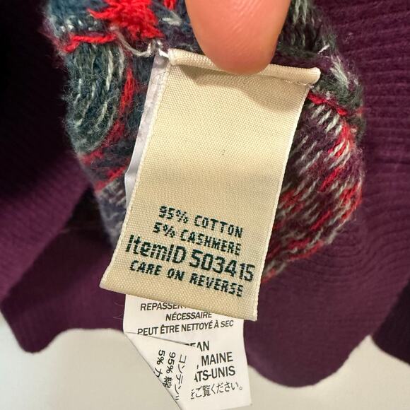L.L.Bean Women's Turtleneck Sweater Fair Isle Purple Green Red 2X Plus - Picture 7 of 8
